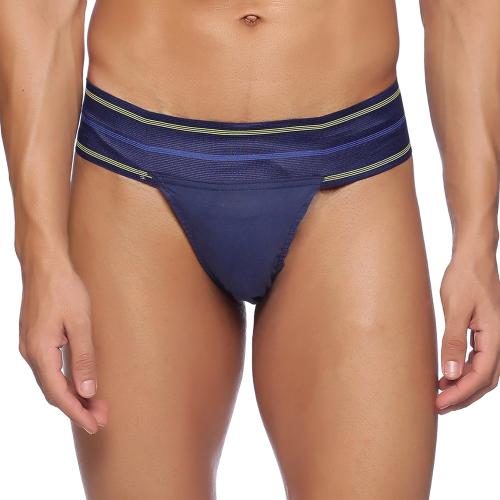 Omtex Athletic JP Cotton Stretchable Supporter Back Covered with Cup Pocket, Ideal for Workout and Sports Quick Dry Moisture Wicking Underwear Navy Blue - X-Small
