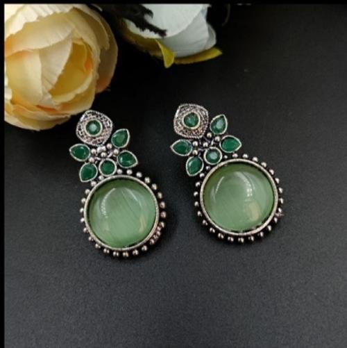 SAJH Oxidised Monalisa Stone earrings Set For Women