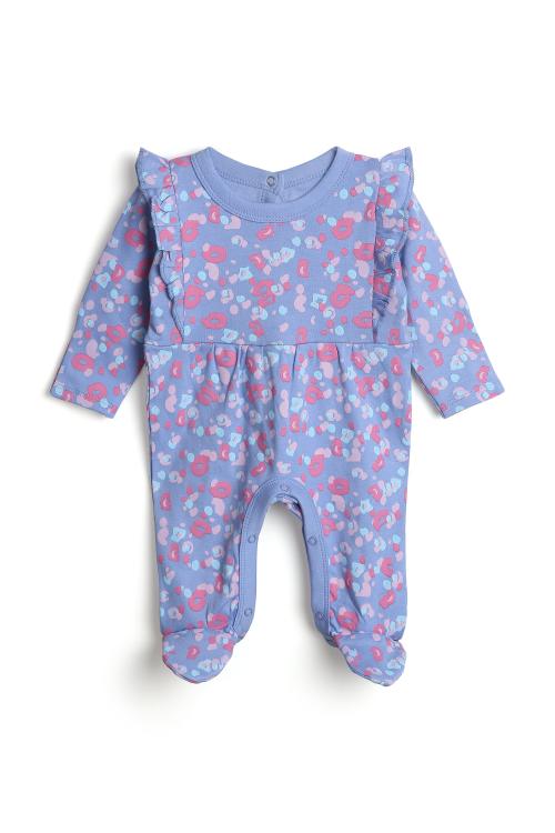BAMBINO WEST 100% Organic Cotton Newborn Baby Girl Sleepsuit/Jumpsuit/Night Suits/Bodysuits (Grape Mist)