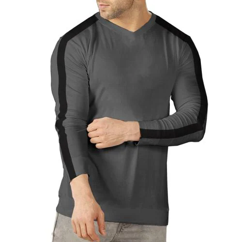 Buy B'LIVE Solid Men V Neck Grey, Black T-Shirt| T-Shirt For Men| Mens ...