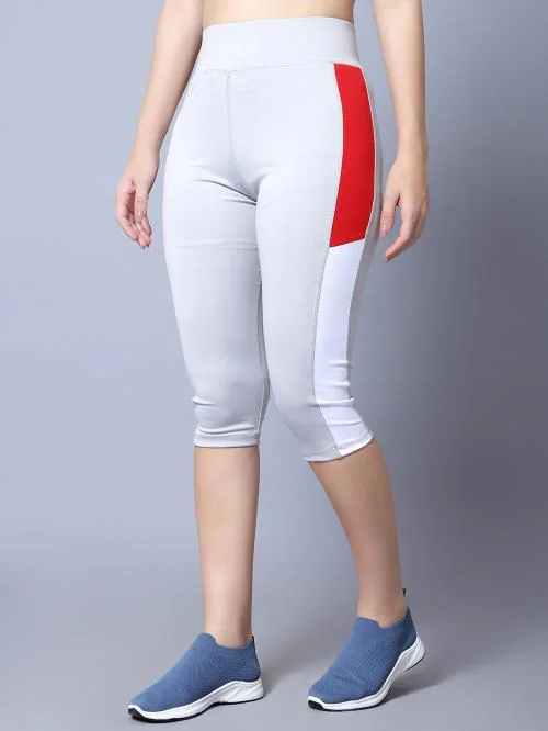 DIAZ Gym wear Capri Workout Pants | Stretchable Tights Capri | Highwaist Sports Fitness Yoga Track Pants for Girls & Women Colour Grey Size XXL