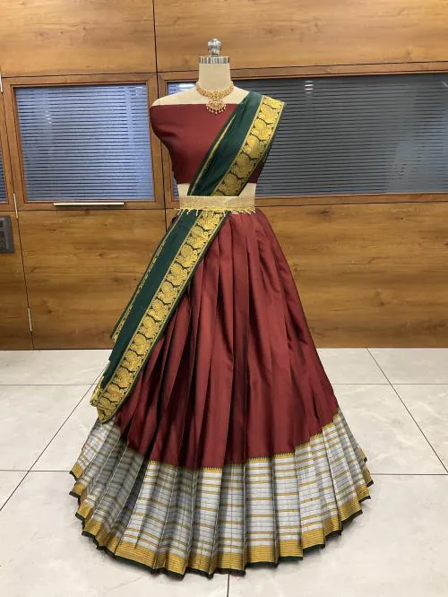 Fabcartz Self Design Lehenga Choli (Maroon BGreen)| Beautiful & Latest Design | In Vogue Women Outfits|