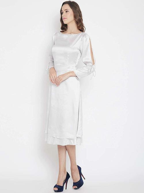 PANIT Women White Satin Dresses