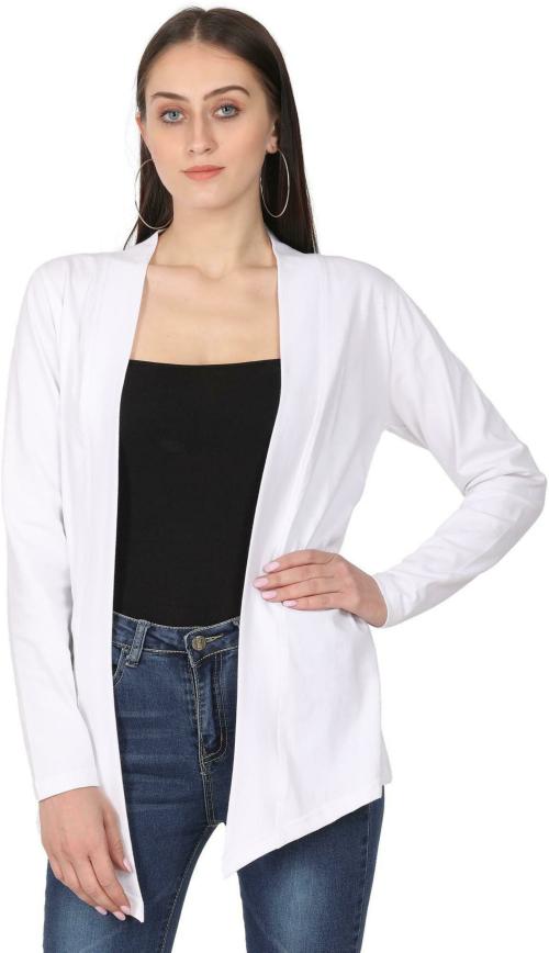 FARICON Women White Solid Cotton Blend Pack of 1 Shurg (S)