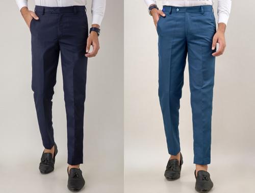 VX9 NAVY BLUE & MORPITCH FORMAL TROUSERS PANTS FOR MEN'S-28