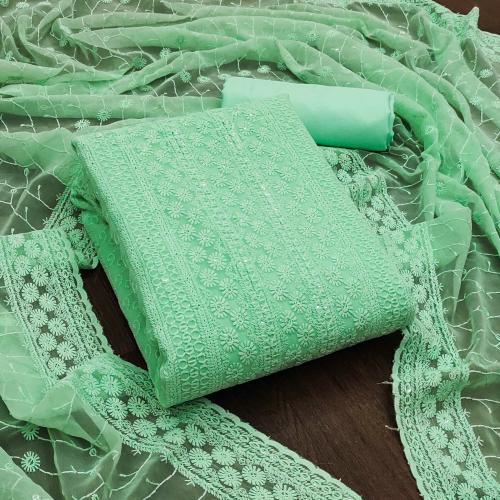 Panzora Georgette Chikankari work Salwar Suit Dress Material