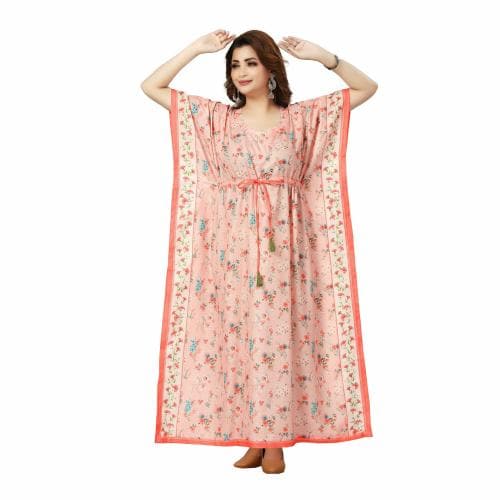DAINTIER Women's Kaftan Maxi Night Gown Rayon Cotton Nightwear Nighty Cover Up Maxi Dresses Lougewear
