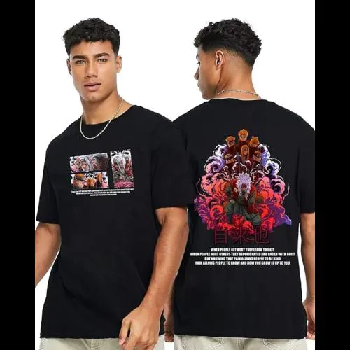 Darkbuck Anime Jiraiya Oversized T Shirt for Men and Women Drop Shoulder Loose Baggy Fit Unisex Pure Cotton T-Shirt