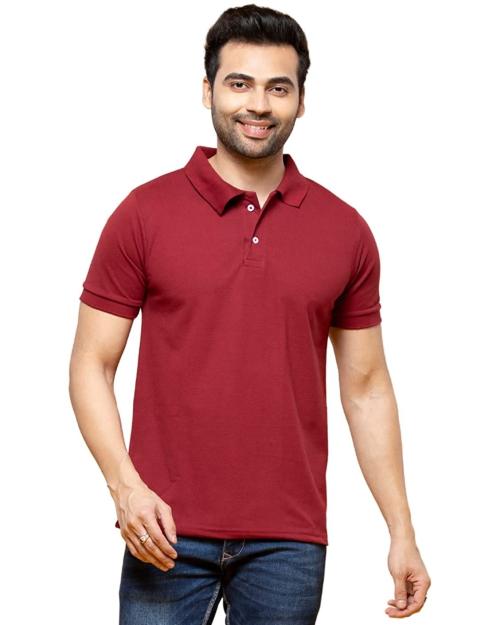 Lappen Fashion Boys and Men Blue Solid Cotton Polo Neck Thirt Blue M