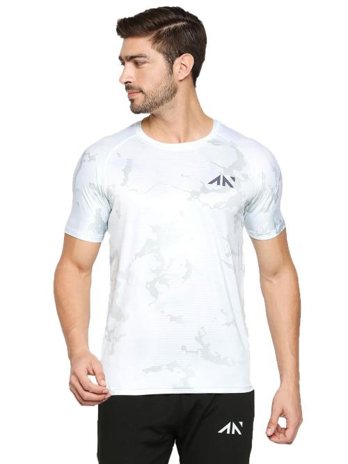 Aesthetic Nation Men White Tie Dye Polyester T-Shirt (S)