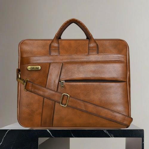 LOREM Tan Color Faux Leather 10L Messenger Bag For Men & Women BG04
