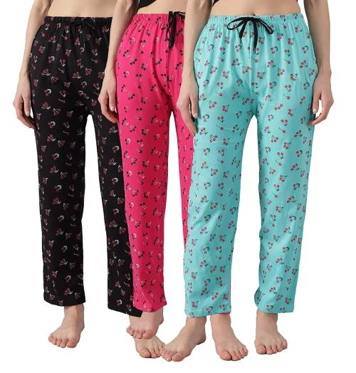 Suman Tex Women Cotton Set Of 3 Night Pants (2Xl)