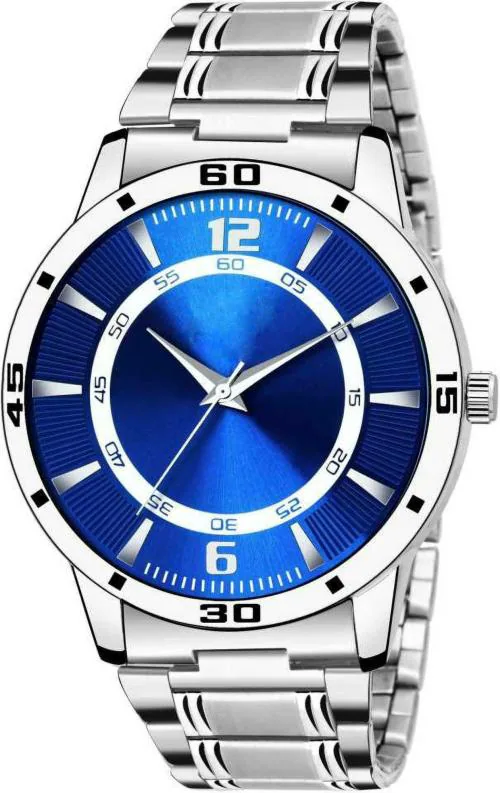 Just Like Analog Blue Dial Wrist Watch Blue Silver for Men (Pack of 1)