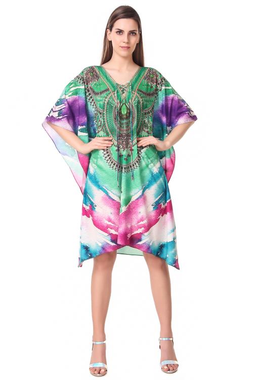 RAVI RAJORIA - Women Georgette Digital Printed Beach wear Kaftan Freesize EZXA-2-S