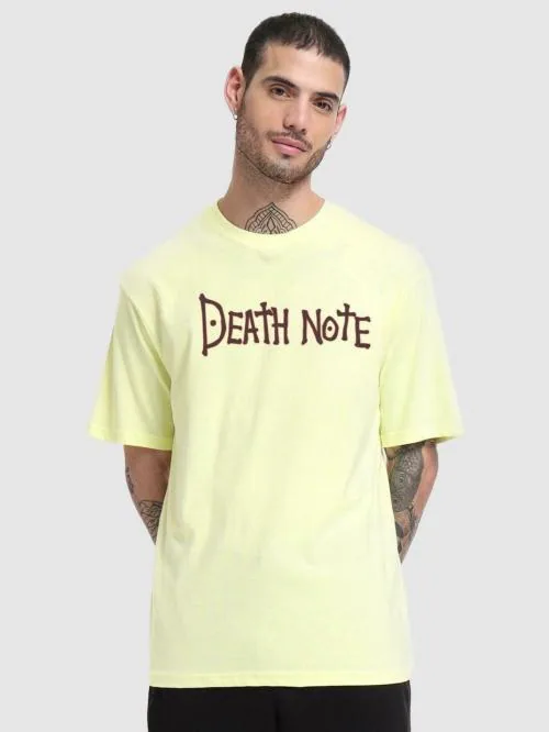 Bewakoof Men's Yellow Graphic Print Round Neck Half Sleeve Oversized Fit T-Shirt