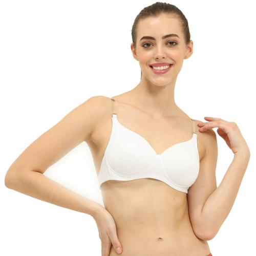 ENVIE Women's Padded Bra_Girls Polyamide Wirefree Bra|Transparent Back Ladies Inner Wear Party Use Everyday Padded Bra - (White/32C)