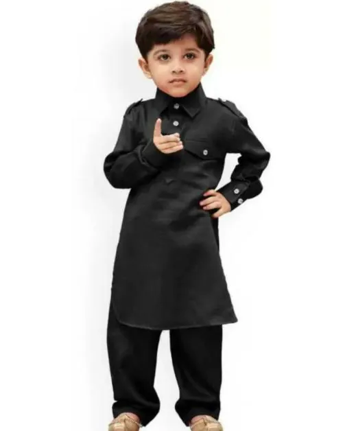DigiMart Boys Festive & Party Pathani Suit Set  (Black Pack of 1)