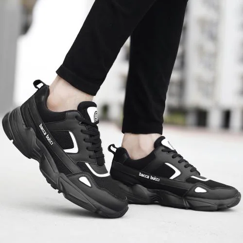 Bacca Bucci Men's Chunk Street Style Mens Black Street Fashion Sneakers/Casual Shoes for Mens,Black,Size UK7