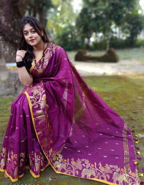 BRYNBRIT KHADI COTTON SILK SAREE