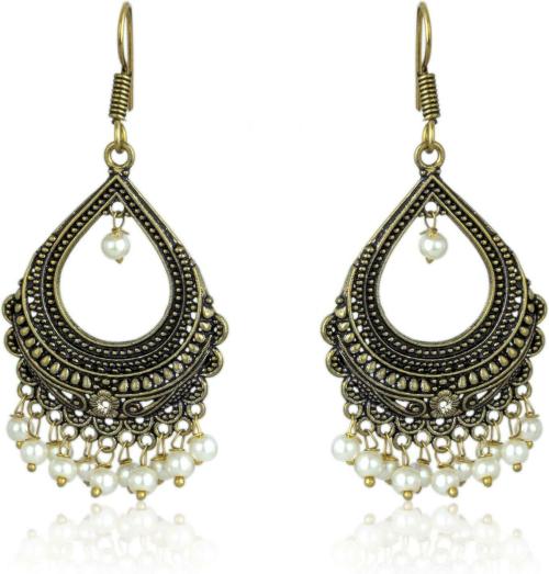 Waama Jewels Gold-Plated Drops And Danglers White For Women, Girls