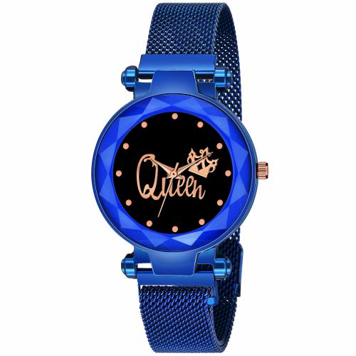 CERO QUEEN02 Analog Black Dial And Blue Strap Watch For Women
