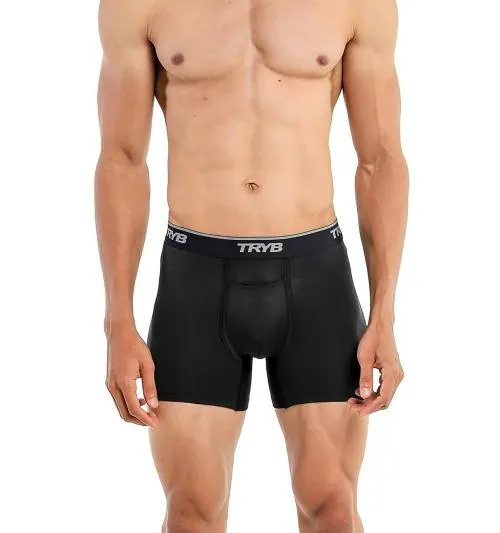 TRYB Mens Sport Performance Stretch Underwear Quick Dry Moisture Wicking Athletic Active Kooltex Square Cut Boxer Trunk_NEW