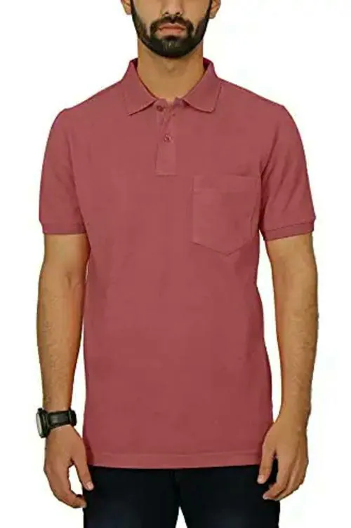 Celsius Men's Half Sleeve Solid Regular fit Pique Polo Tshirt with Pocket|Pink|7XL