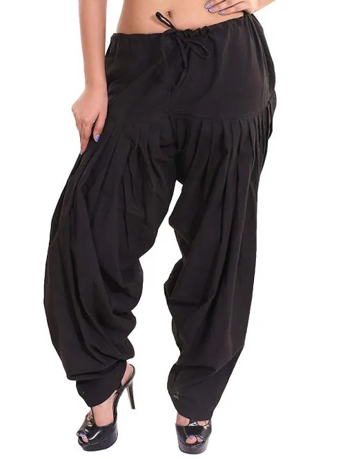 Cotoncroton Creations Women's Cotton Black Semi Patiala Salwar