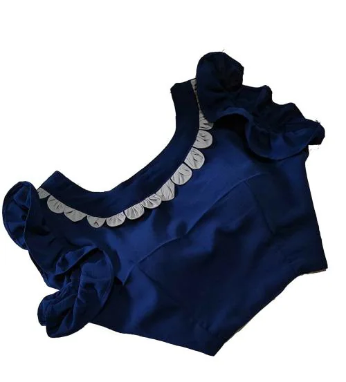 Hitarth Fashion Women's Rich Designer Georgette Blouse with Fancy Round Nack Blue