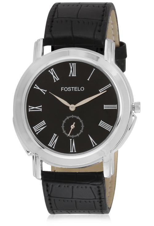 FOSTELO BLACK MEN'S WRIST WATCH FST-348