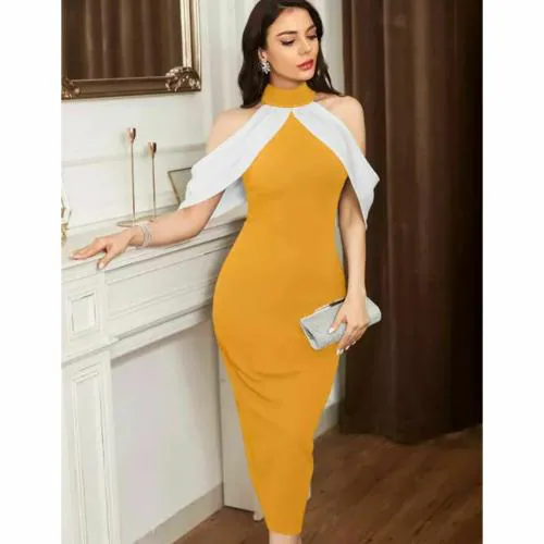 SHIVAAY Women's Party wear Full Length Strachable Lycra Fabric One Piece Maxi Dress(Bodycon Dress)