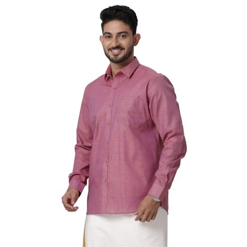 RAMRAJ Men Dusky Rose Solid Full Sleeves Traditional Formal Shirt