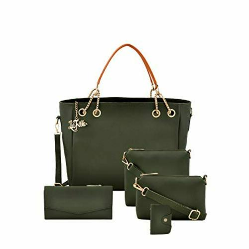 LaFille Green Handbag For Women & Girls | Set of 5 Combo | Ladies Purse & Handbags for Office & College | DGN186