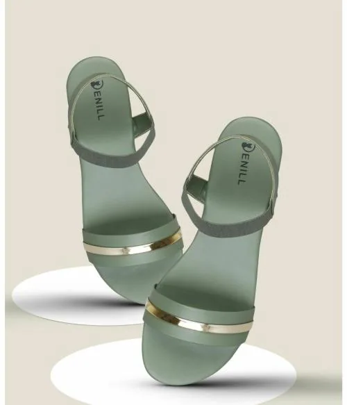 Denill Green Flat Sandals for Women
