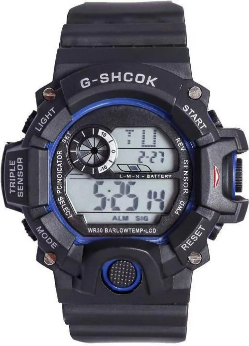 Blutech Digital Blue Dial Black Strap Watch For Boys