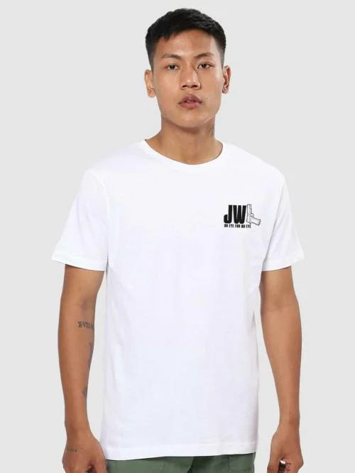 Bewakoof Men's John Wick 4/1 White Graphic Print Round Neck Half Sleeve T-Shirt