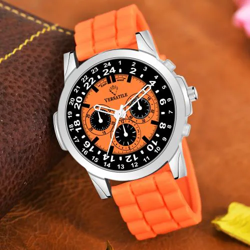 Versatile Funky Dude Orange Strap Chrono Pattern Analog watch for Boy's