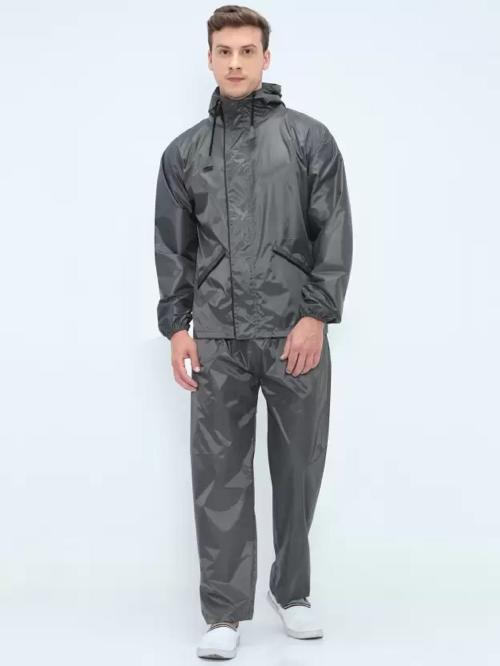 VROJASS Solid Men Raincoat (Grey)