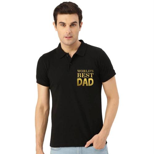 Funky Store Black Cotton Worlds Best Dad Men's Polo Tshirt
