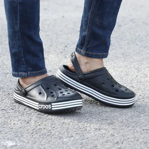 Richaleee 499 Croos Black Mens Trendy Sliders for men