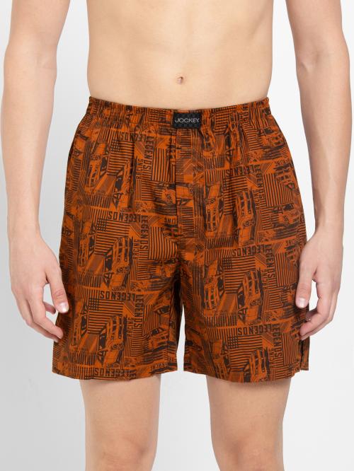 Jockey Style US23 Men's Super Combed Mercerized Cotton Woven Printed Boxer Shorts with Side Pocket - Assorted Prints
