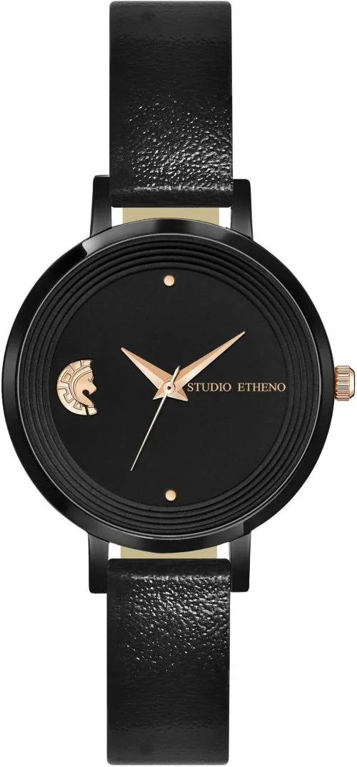 Studio Etheno Analog Black Dial Black Strap Watch for Women - (AS-RING-BLK-BLK)