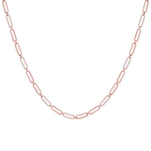 Giva Sterling Silver Rose Gold Elongated Link Chain Necklace For Women