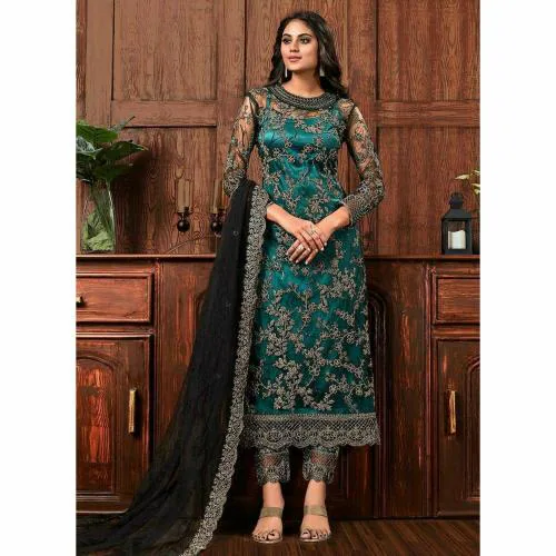 BEST CREATION Net with Embroidery work Dress ,Heavy Japan Satin Net with Embroidery work Semi stitched Dress Material