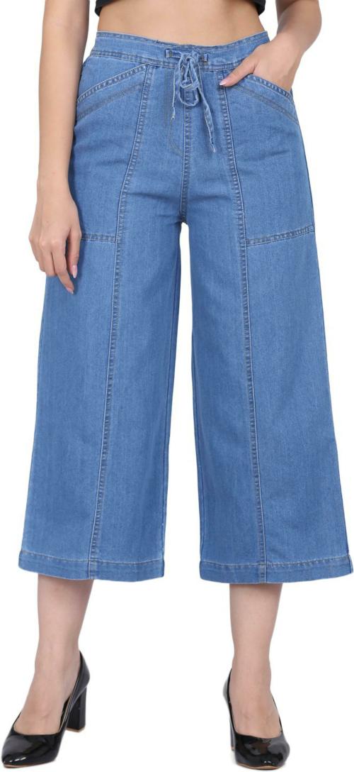 Ramp Bottoms Women Blue Solid Denim Palazzo (32)