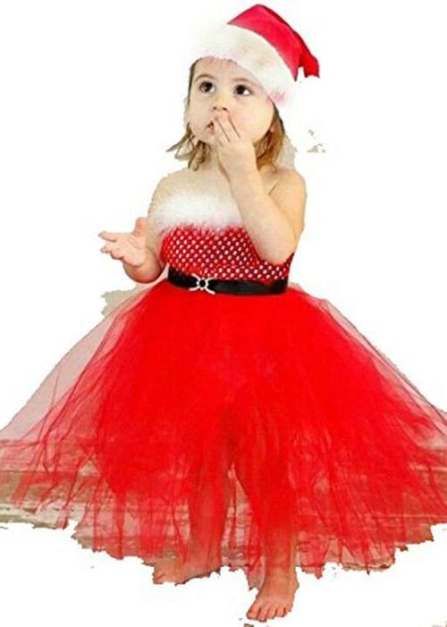 Aglare Tutu Frock for Baby Girl,Kids Girl Tutu Dress,Costume Baby Party Frocks,Tutu Dress, Dress.(Free Santa Cap with The Product with The Cap)(Lining Inside)