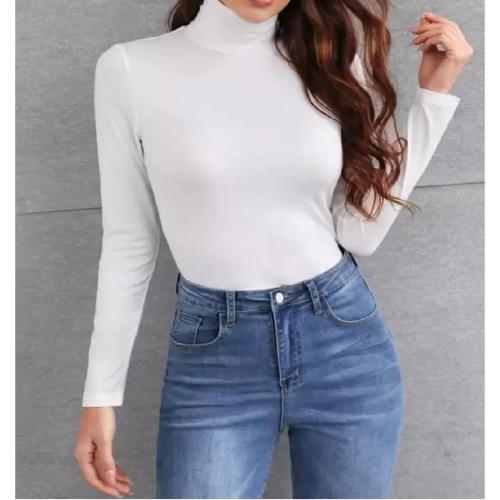 RS URBAN Women Solid Round Neck Cotton Blend White T-Shirt