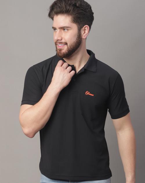 Buy Obaan Men's Cotton Half Sleeves Polo Neck Solid Tshirt Online at