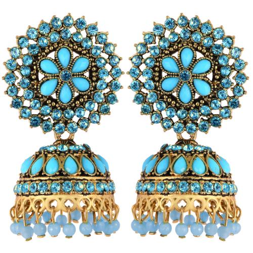Fashion Frill Fashion Frill Exclusively Pearl Floral Designs Gold Plated Jhumka Earrings For Girls Women Stylish Latest Fancy Earrings (Blue)