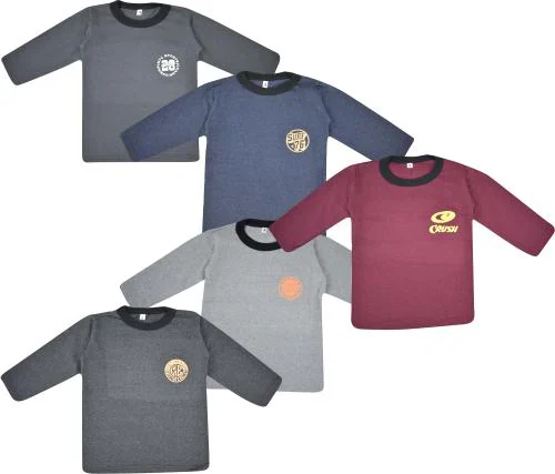 Jisha Boys Multicolor Solid Cotton Jute Blend T-Shirt